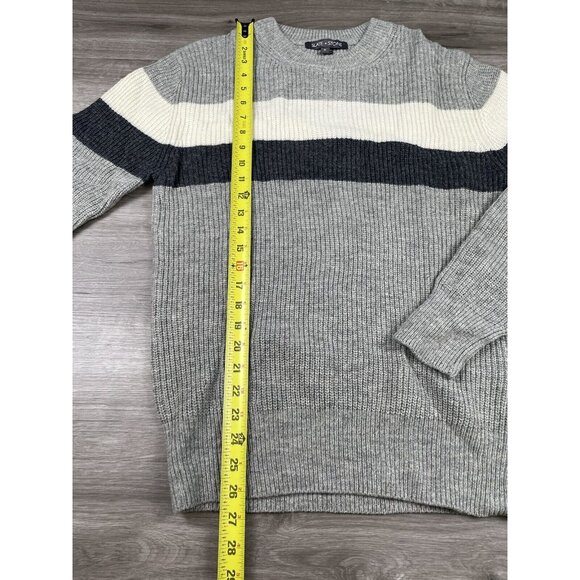 Slate & Stone Mens Pullover Sweater Gray Black White Color Block Stripe Size M - Picture 4 of 9